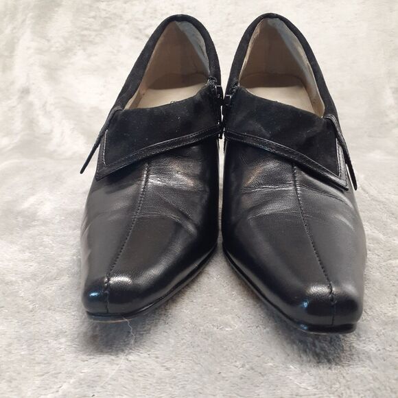 Bellini Rimmer Black Leather Classic Zipper Ankle Bootie Heels Size 7M - Picture 4 of 9